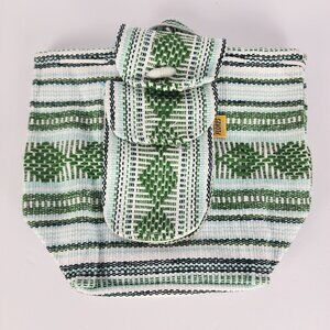 Knit Green and White Soft Backpack Womens Beach